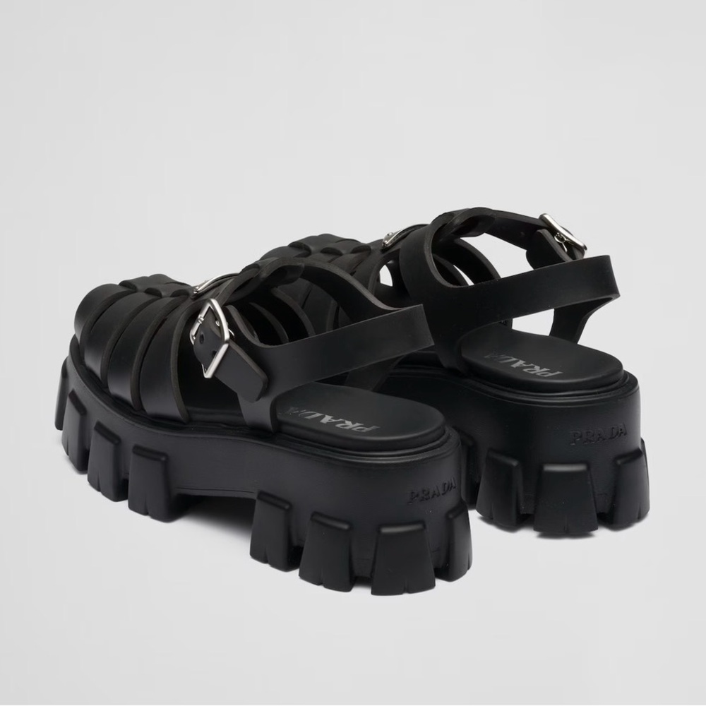 Prada Black Rubber Monolith sandals (chunky fisherman) size 37 - Picture 6 of 17